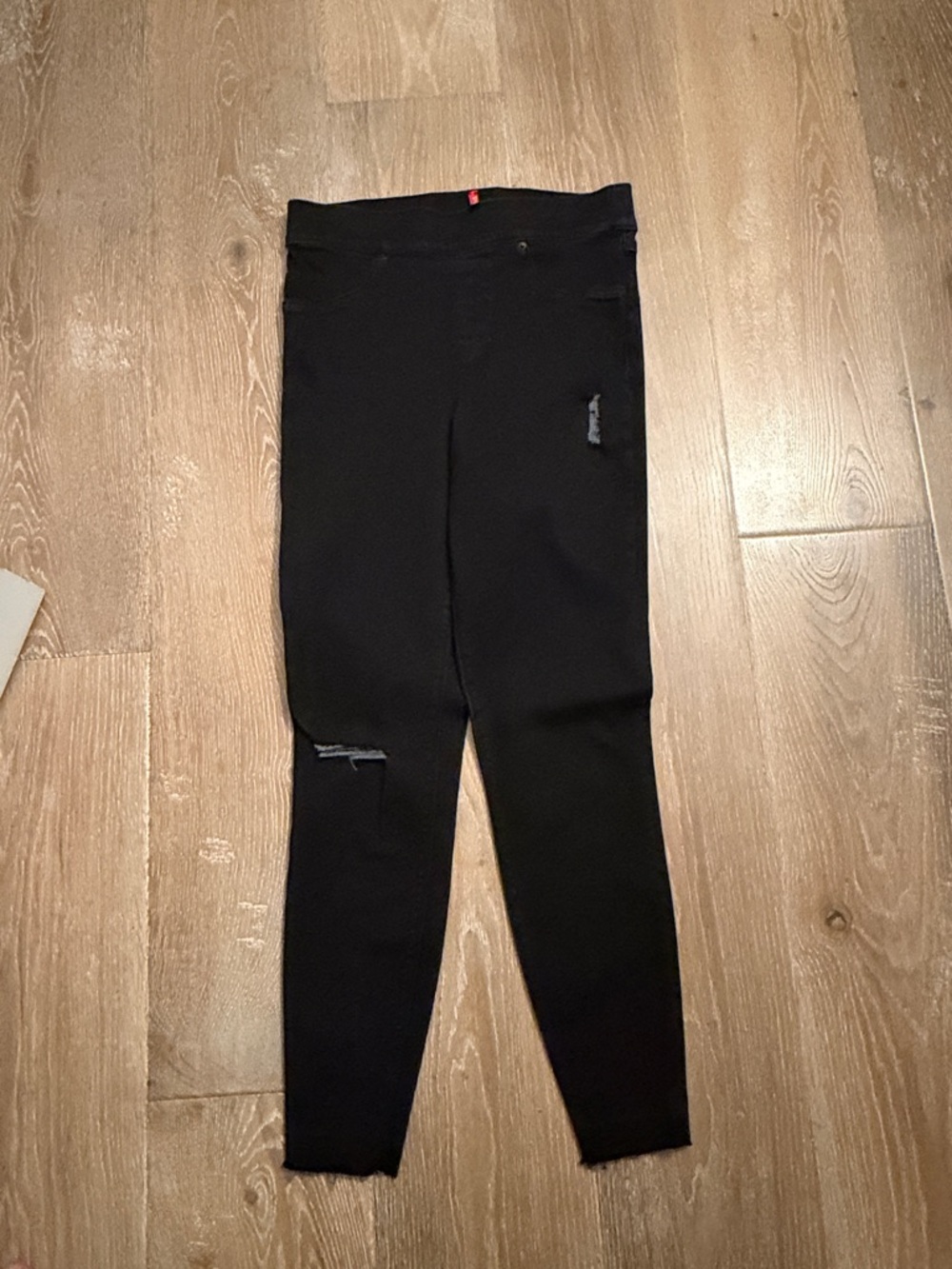 SPANX Black Skinny Jeans with Subtle Rips